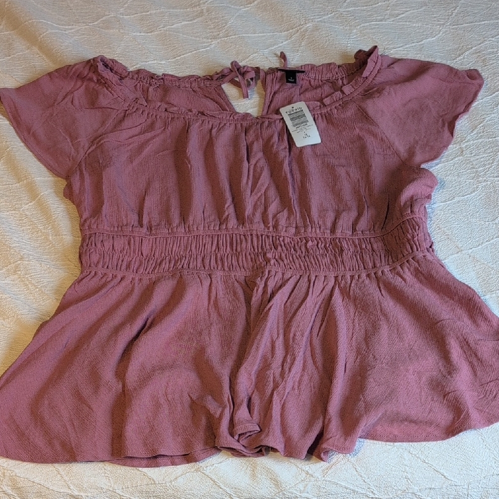 Torrid Mauve Blouse with Smocked Waist 1X